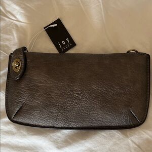 Joy Susan Dark Metallic Leather Clutch